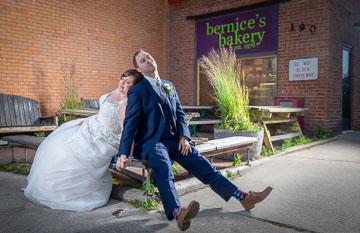 tired couple urban wedding photo